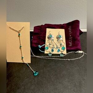 Holly Yashi Silver Stargazer Earrings and Moonlight Drop Necklace Set NWT